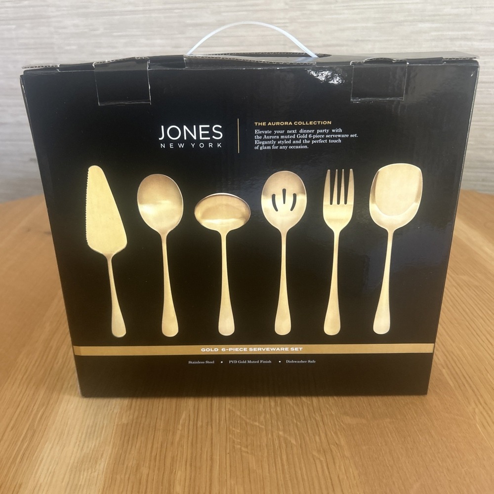 Jones New York Aurora Collection Gold Color 6-piece serveware set - NIB